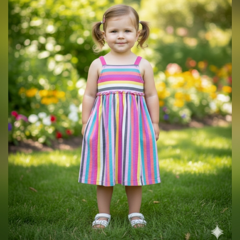 Wonder Nation Girls Multicolor Striped Sleeveless Casual Dress  Size 4T